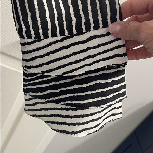 Renuar Black/White Striped Blouse with Tank Top Open Back 3 Layer 3/4 Sleeve SzS - Picture 3 of 12